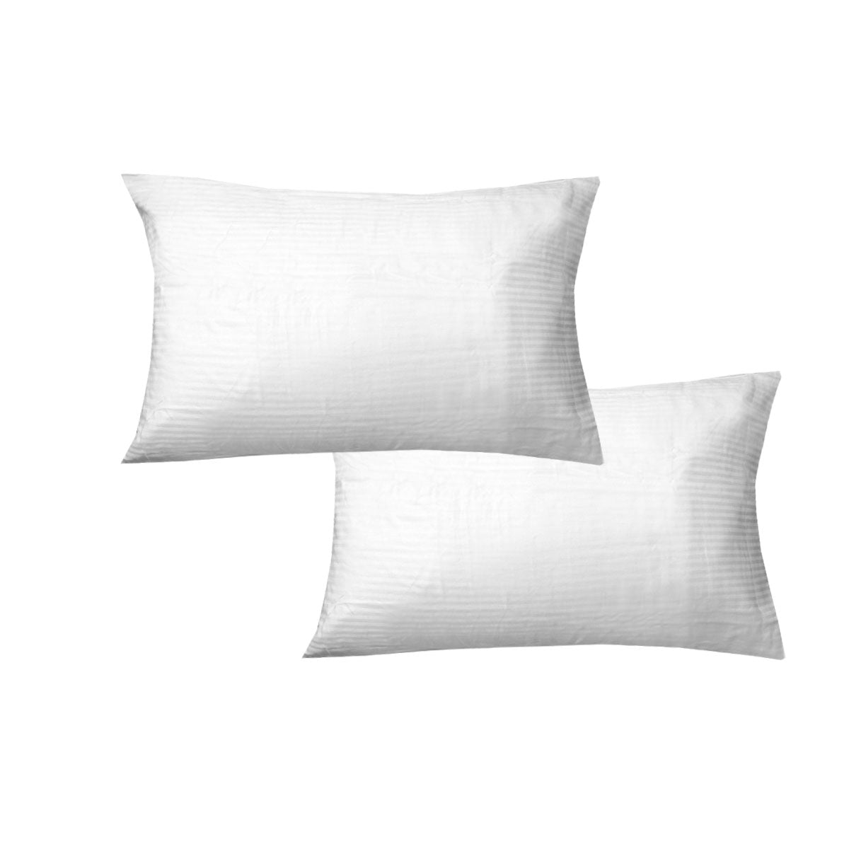 600Tc Pair Of Narrow Self Striped Pillowcases White Pillow Cases