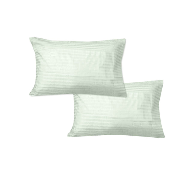 600Tc Pair Of Wide Self Striped Pillowcases Tea Pillow Cases