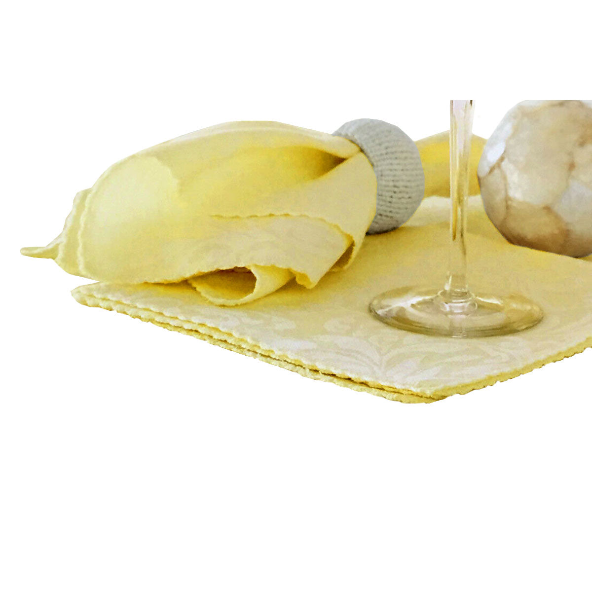 Hoydu Set Of 6 Damask Embossed Polyester Cotton Sunshine 40 X 40Cm Napkins