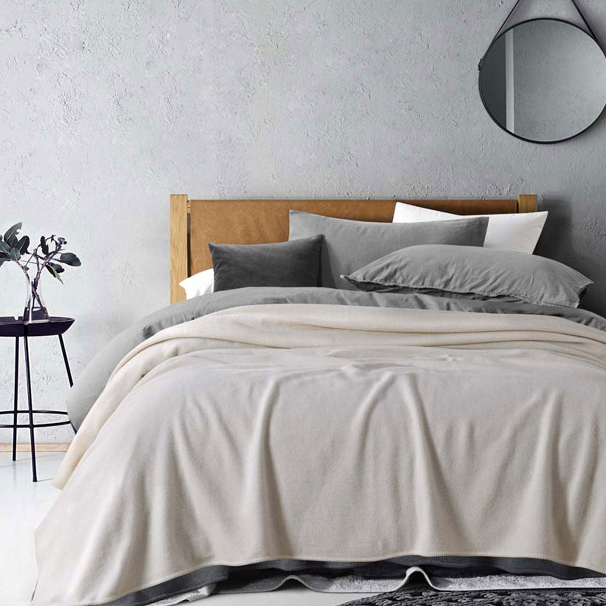 Laconia 400Gsm Premium Australian Pure Wool Blanket Natural Super King Blankets