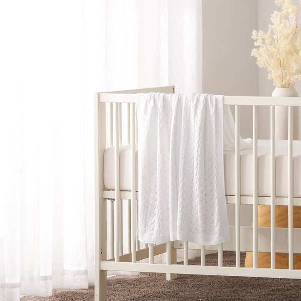 Little Gem Lyla White Cotton One Blanket 75 X 100 Cm Blankets & Throws