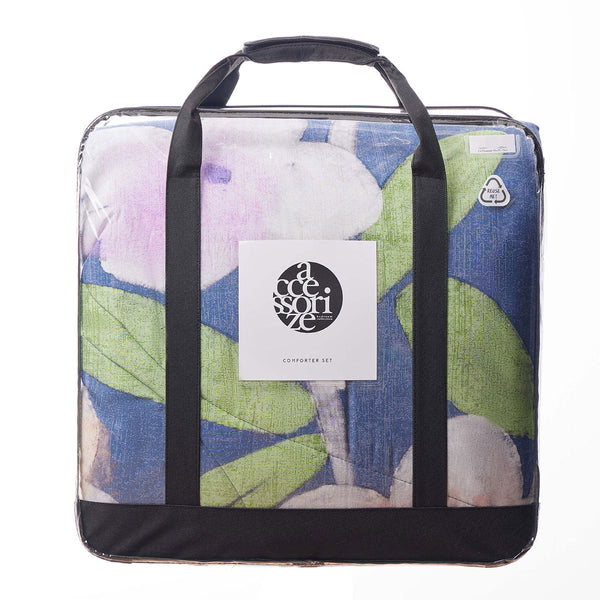 Accessorize Bella Blue Floral 3 Piece Queen Comforter Set Home & Garden Bedding Comforter Sets Queen