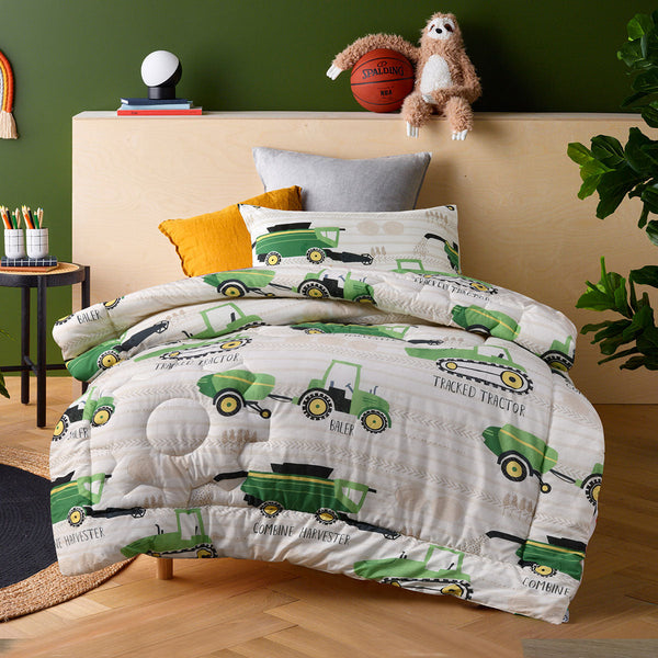 Happy Kids Country Harvest 2 Piece Washed Cotton Cover Comforter Set Single 160Cm X 220Cm Single Bed Comforters