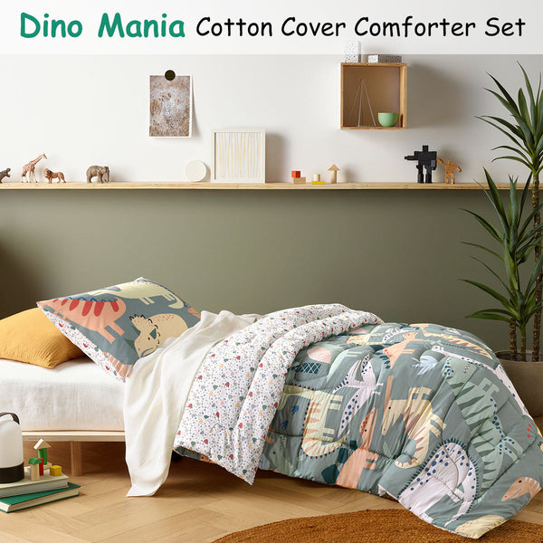 Happy Kids Dino Mania Green Single Comforter Set Single Bed Comforters