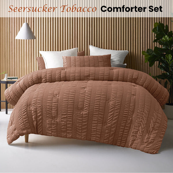 Accessorize Seersucker Tobacco King Comforter Set 3 Piece Bedding King Comforter Sets
