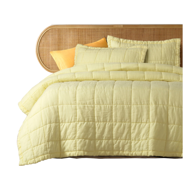 Design Homewares Butter French Linen Coverlet Set Blankets