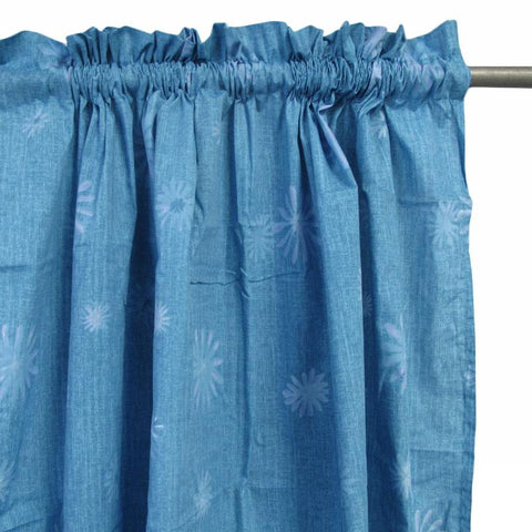 Pair Of Polyester Cotton Rod Pocket Blue Daisy Curtains Curtains & Drapes
