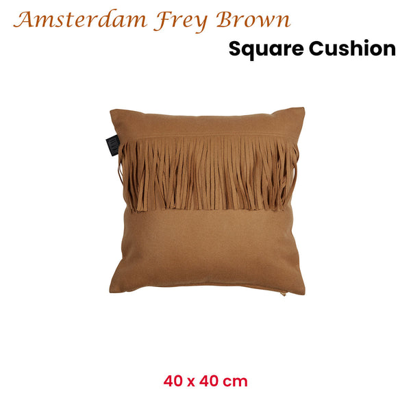 Frey Brown Square Filled Cushion 40Cm X Cushion Covers