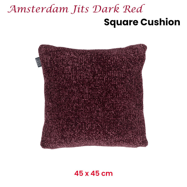 Jits Dark Red Square Filled Cushion 45Cm X Cushion Covers