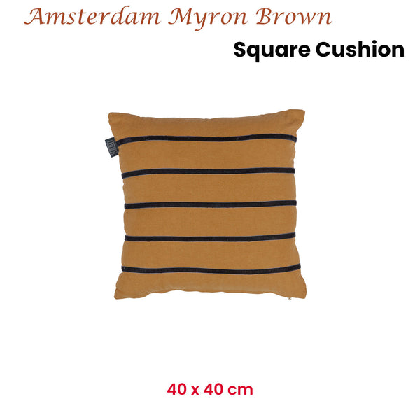 Myron Brown Stripe Square Filled Cushion 40Cm X Cushion Covers