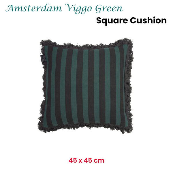 Kaat Amsterdam Viggo Green Stripe Square Filled Cushion 45Cm X Cushion Covers