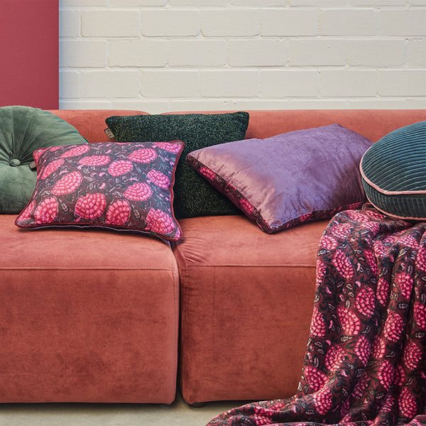 Kaat Amsterdam Boline Aubergine Velvet Oblong Filled Cushion 40Cm X 60Cm Cushions & Decorative Pillows