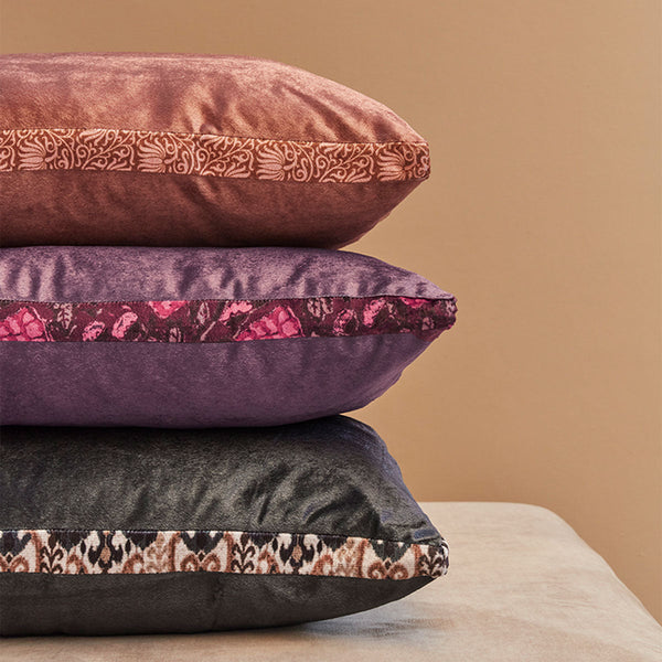 Kaat Amsterdam Boline Aubergine Velvet Oblong Filled Cushion 40Cm X 60Cm Cushions & Decorative Pillows