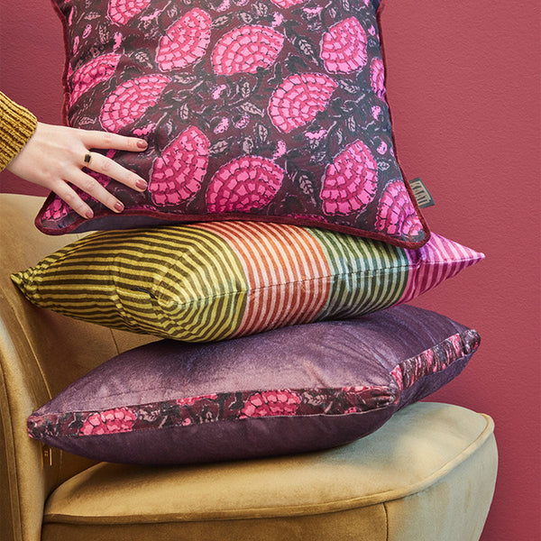 Kaat Amsterdam Boline Aubergine Velvet Oblong Filled Cushion 40Cm X 60Cm Cushions & Decorative Pillows