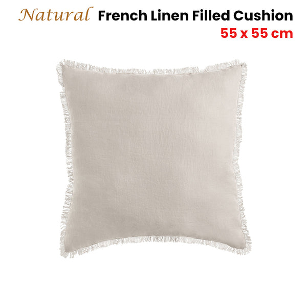 Design Natural French Linen Filled Square Cushion 55Cm Cushions & Decorative Pillows
