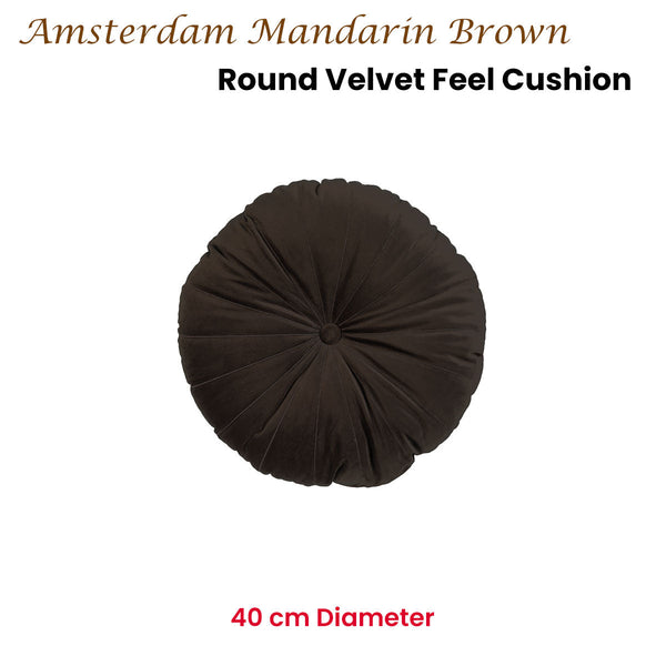 Mandarin Brown Round Filled Cushion 40Cm Diameter Cushion Covers