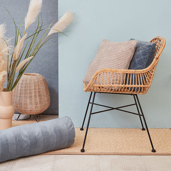 Softy Stripe Blue Grey Oblong Neckroll Filled Cushion 22Cm X 70Cm Cushion Covers