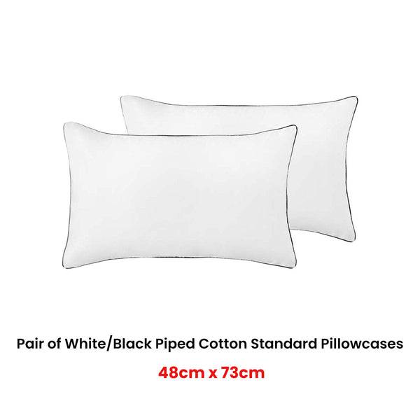Accessorize Pair Of White/Black Piped Hotel Deluxe Cotton Pillowcases Pillow Cases