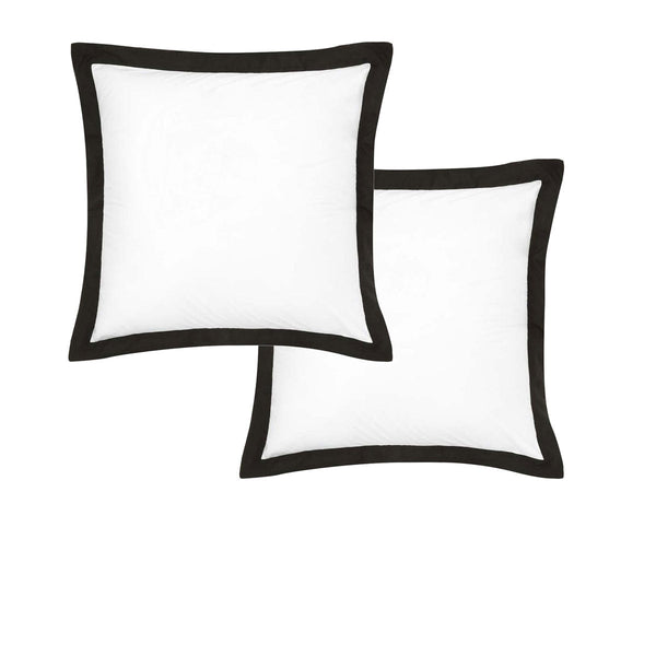 Accessorize Pair Of White/Black Tailored Hotel Deluxe Cotton European Pillowcases Pillow Cases