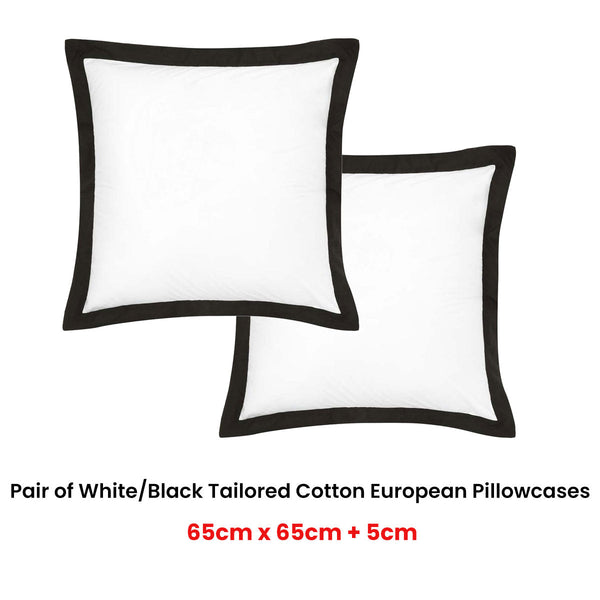 Accessorize Pair Of White/Black Tailored Hotel Deluxe Cotton European Pillowcases Pillow Cases