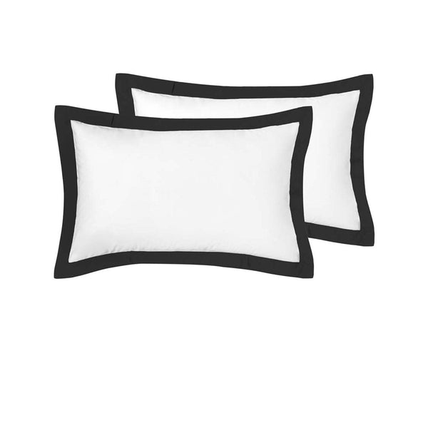 Accessorize Pair Of White/Black Tailored Hotel Deluxe Cotton Pillowcases Pillow Cases