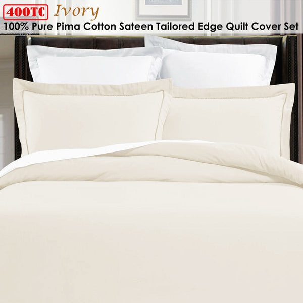 Grand Aterlier Pima Cotton Ivory Quilt Cover Set King Quilt Covers