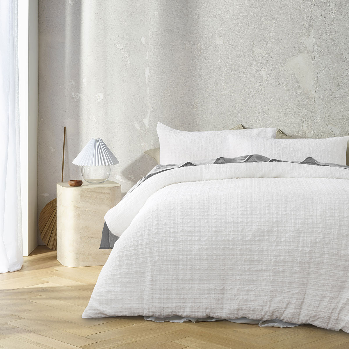 Accessorize Augusta White Ruched Quilt Cover Set For Queen Bed Quilt Covers