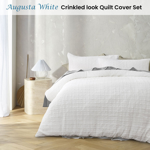 Accessorize Augusta White Ruched Quilt Cover Set For Queen Bed Quilt Covers