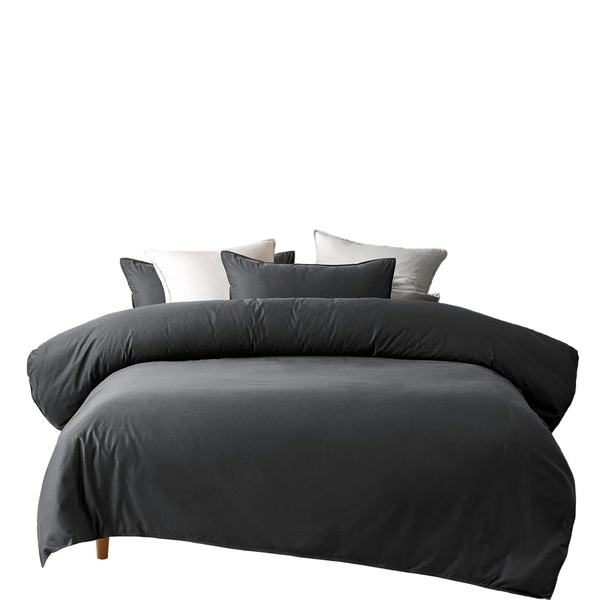 Accessorize Charcoal 400Tc Bamboo Cotton Double Stitched Quilt Cover Set Quilt Covers