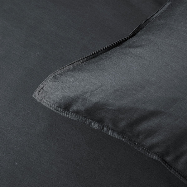 Accessorize Charcoal 400Tc Bamboo Cotton Double Stitched Quilt Cover Set Super King Quilt Covers