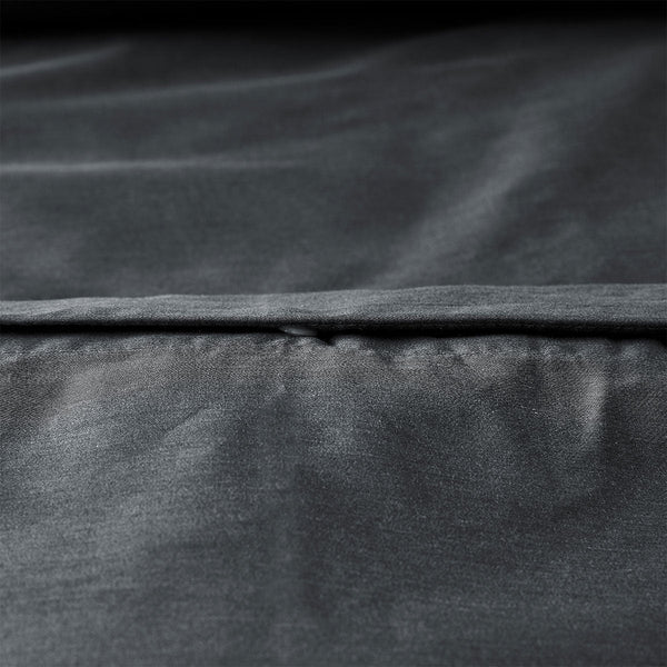 Accessorize Charcoal 400Tc Bamboo Cotton Double Stitched Quilt Cover Set Super King Quilt Covers