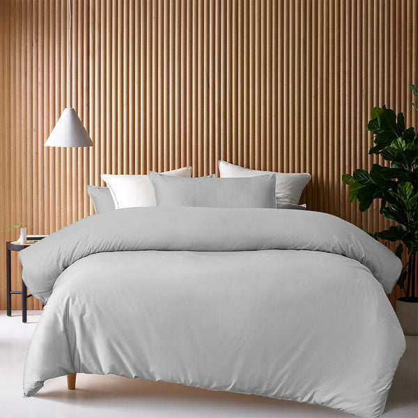 Accessorize Grey 400Tc Bamboo Cotton Double Stitched Quilt Cover Set Super King Quilt Covers