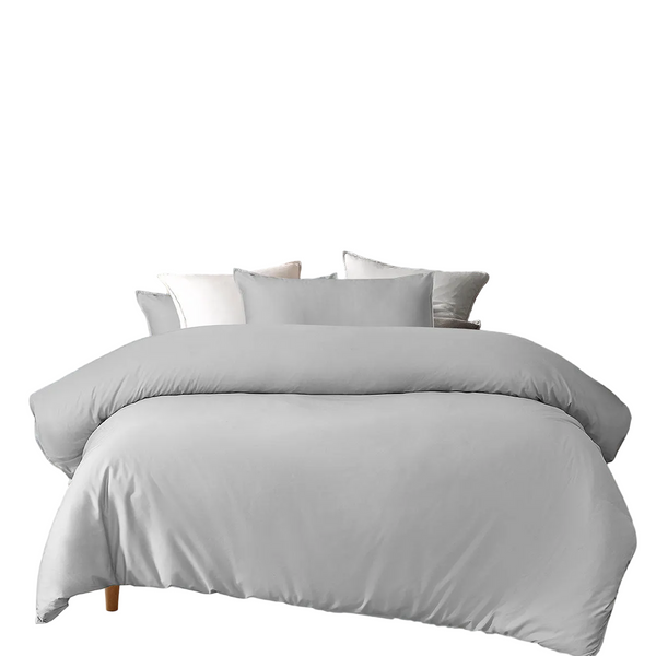 Accessorize Grey 400Tc Bamboo Cotton Double Stitched Quilt Cover Set Super King Quilt Covers