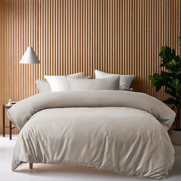 Accessorize Stone 400Tc Bamboo Cotton Double Stitched Quilt Cover Set Queen Quilt Covers