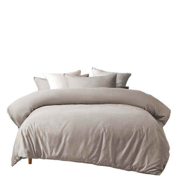 Accessorize Stone 400Tc Bamboo Cotton Double Stitched Quilt Cover Set Single Quilt Covers