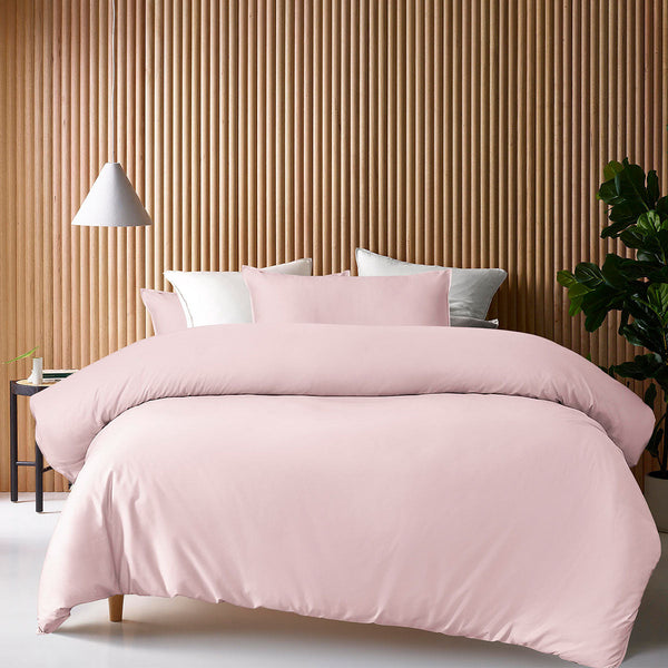 Accessorize Blush Bamboo Cotton Double Stitch Quilt Cover Set 400Tc Quilt Covers