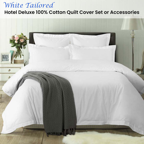 Accessorize White Tailored Hotel Deluxe Cotton Quilt Cover Set King Quilt Covers