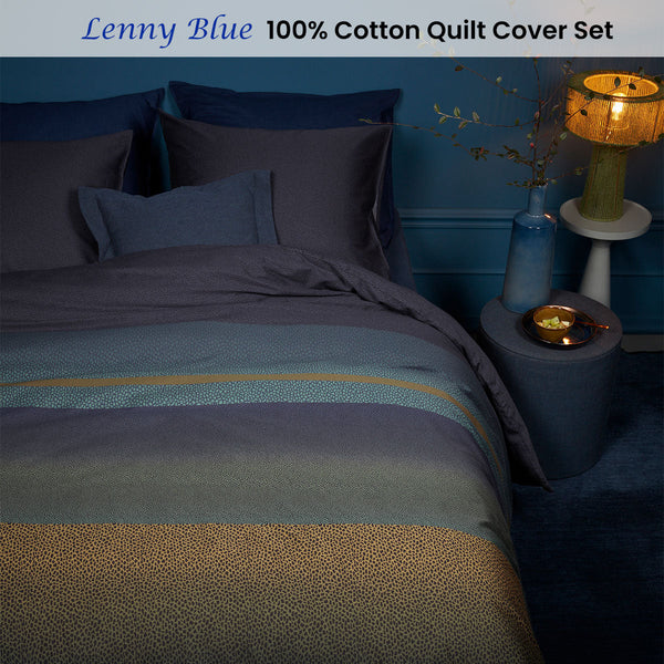 House Lenny Blue Cotton Quilt Cover Set For Queen Size Beds Quilt Covers