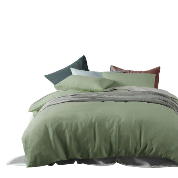 Design Homewares 100% Linen Sage Quilt Cover Set Super King Quilt Covers
