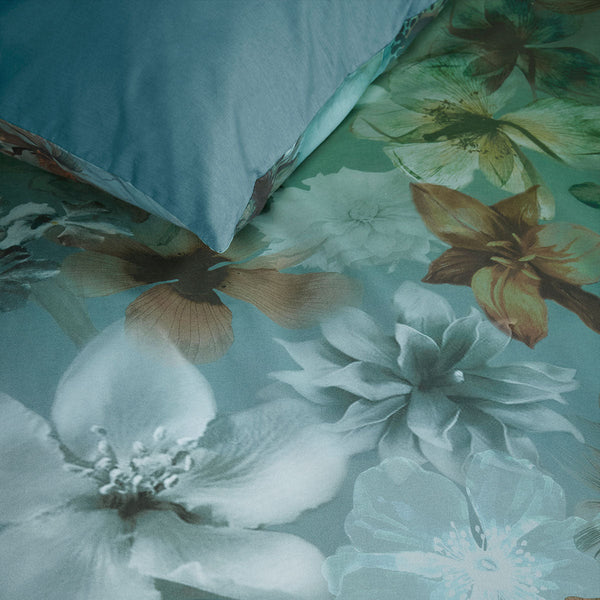 House Lou Blue Green Cotton Floral Quilt Cover Set Quilt Covers