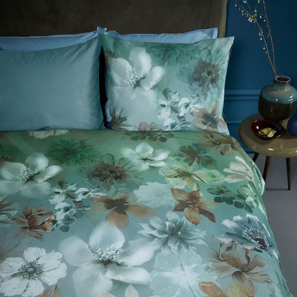 House Lou Blue Green Cotton Floral Quilt Cover Set Quilt Covers