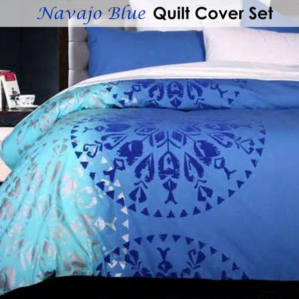 Accessorize Navajo Blue Quilt Cover Set Single Quilt Covers