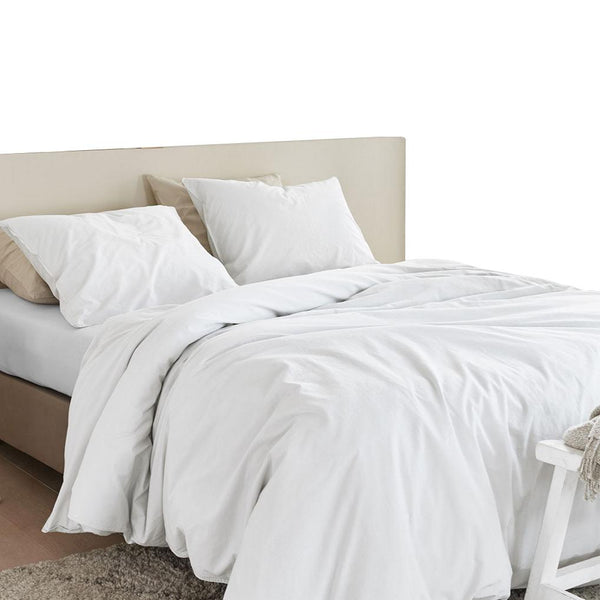 Bedding House Organic Cotton Basic White Quilt Cover Set Super King Quilt Covers