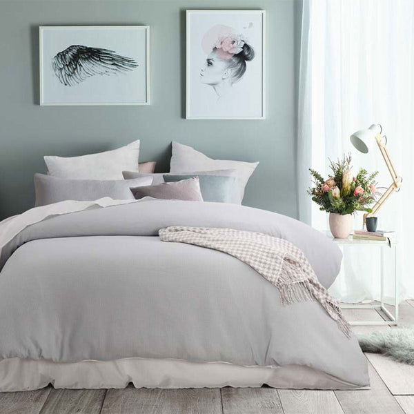 Accessorize Silver Waffle Polyester Quilt Cover Set Queen Quilt Covers