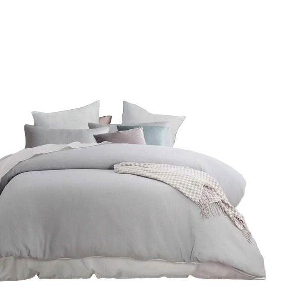 Accessorize Silver Waffle Polyester Quilt Cover Set Queen Quilt Covers