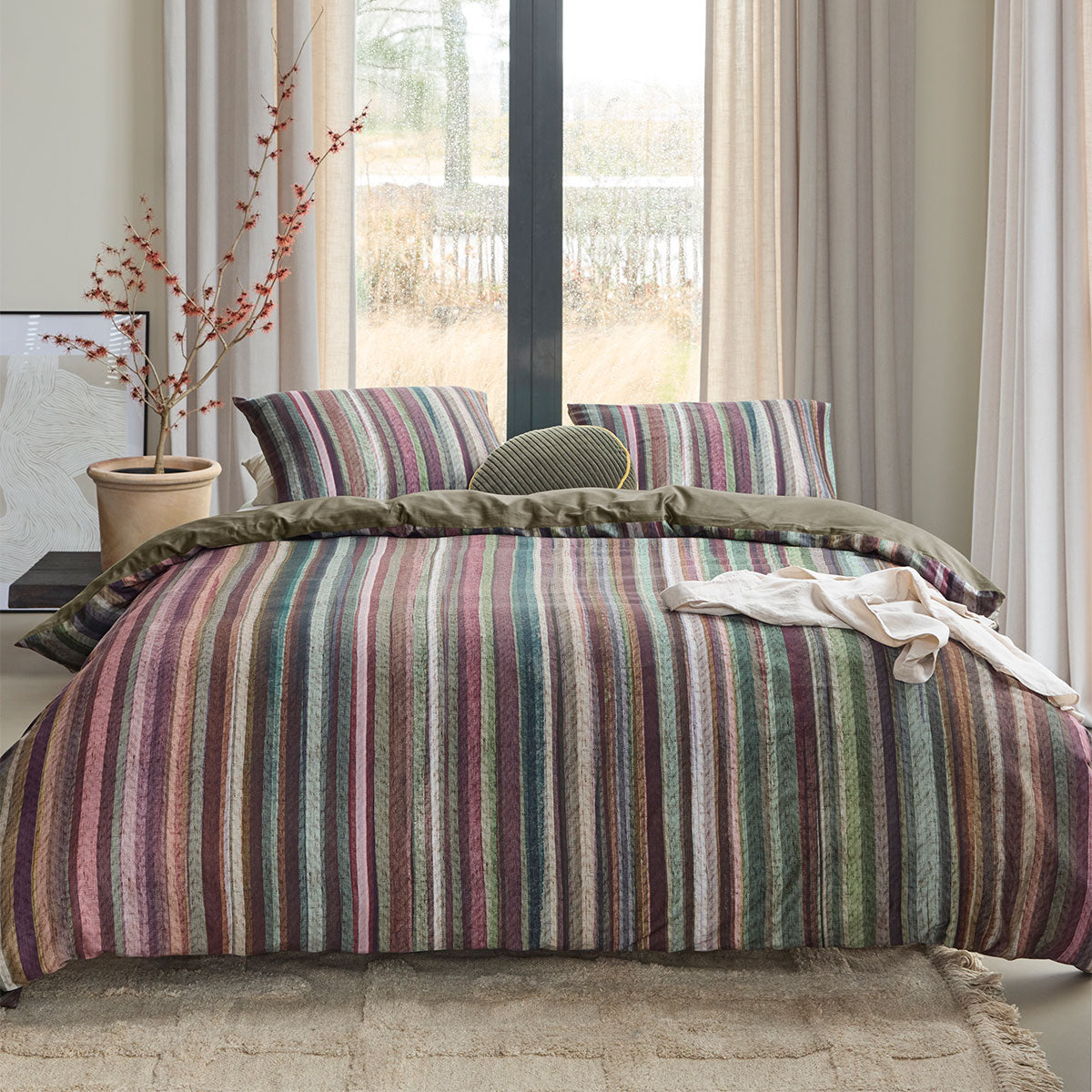 House Roman Multi Cotton Stripe Quilt Cover Set Quilt Covers