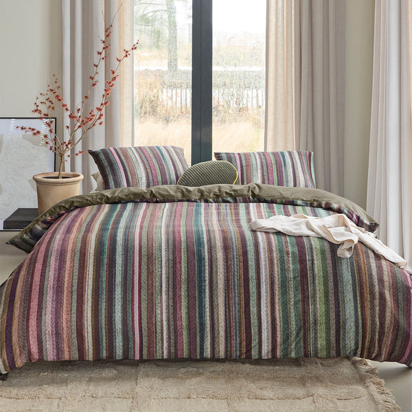 House Roman Multi Cotton Stripe Quilt Cover Set Quilt Covers