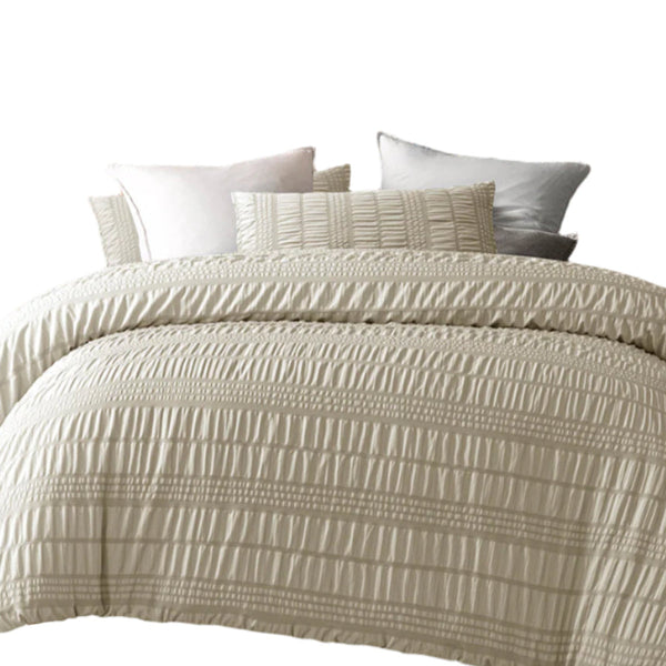 Accessorize Seersucker Natural Polyester Quilt Cover Set Queen Quilt Covers