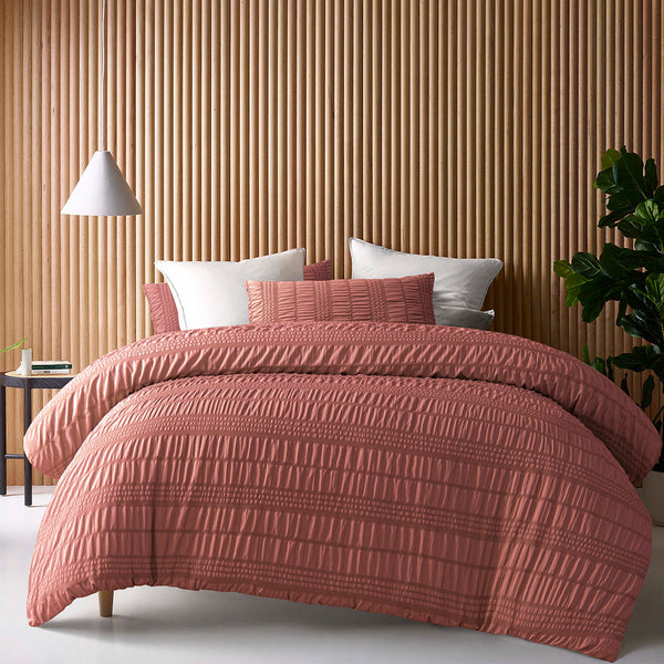 Accessorize Seersucker Tobacco Polyester Quilt Cover Set Queen Quilt Covers