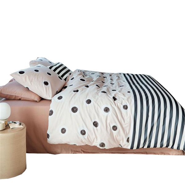 Vtwonen Stripe And Eye Natural Cotton Quilt Cover Set Quilt Covers